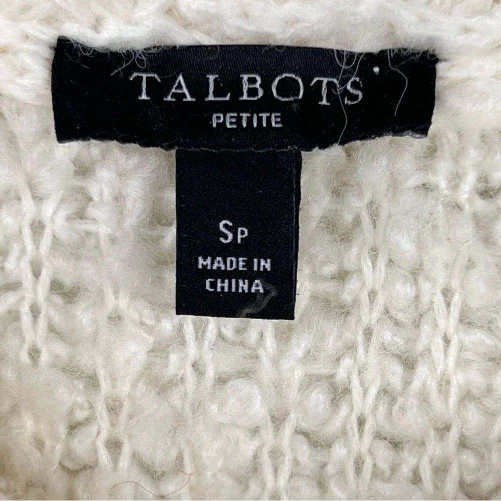 Talbots Boucle Ivory Wool Blend Button Front Cardigan Sweater Jacket